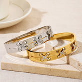 Gold Designer Bangle with Crystal Cross Accents